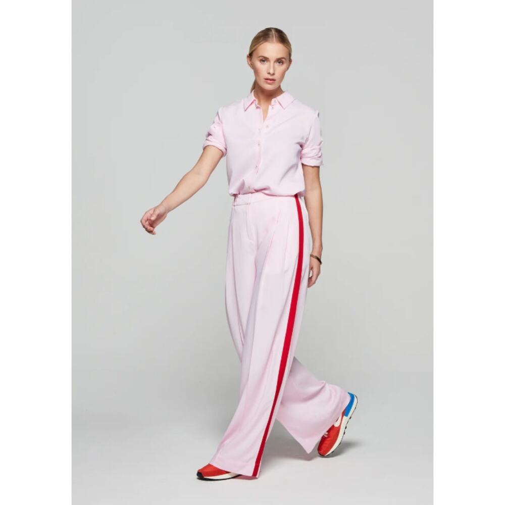 Nwt Serena Bute Wide Leg Trousers in Pastel Pink Red Size 16 Summer Stripe Pleat